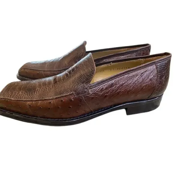 Mezlan Platinum Brown Ostrich Oxford Shoes Size 9M